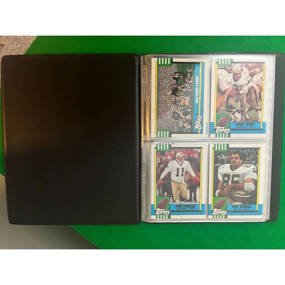 New Orleans Saints 1990 Topps Team Set with 40 card collector album.